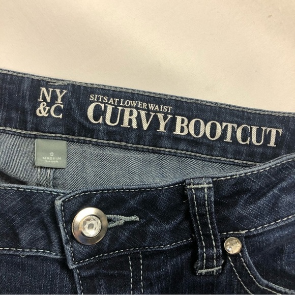 NY&C Lower Waist Curvy Bootcut Blue Jeans Women’s Size 8 New York And Company - Picture 3 of 14